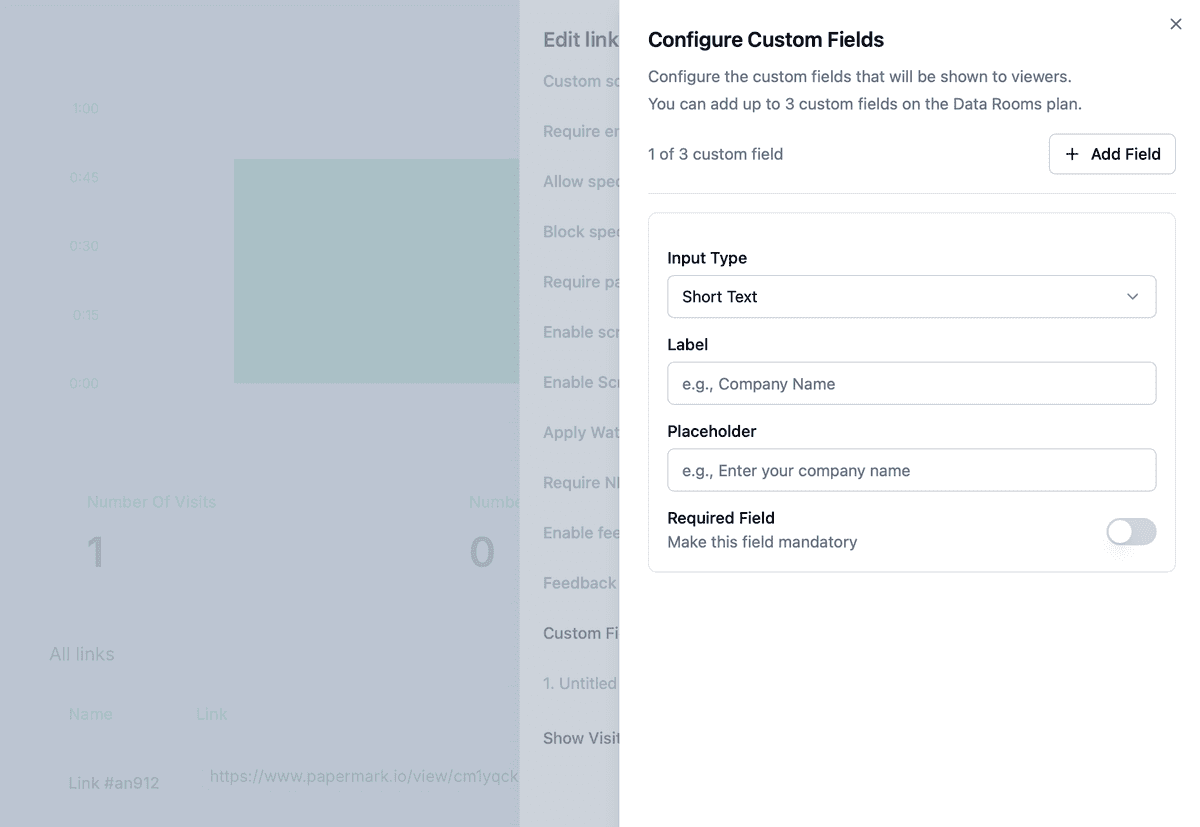 Custom Field Settings